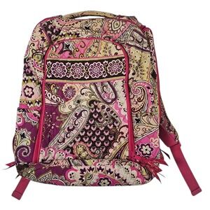 Vera Bradley Campus Backpack Quilted Paisley Print Travel Book Bag & Pouch‎